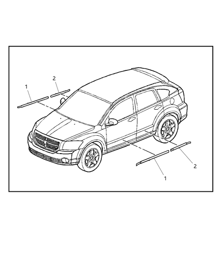 2007 Dodge Caliber Moldings - Door Diagram