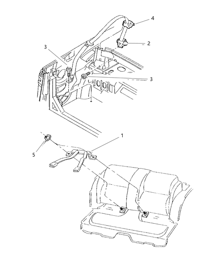 2004 Chrysler Sebring Rear Inner Seat Belt Diagram for TS421P7AE