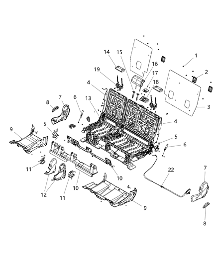 2014 Dodge Durango Second Row - Adjusters, Recliners And Shields Diagram 2