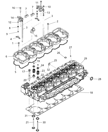 2007 Dodge Ram 3500 Rocker Arm Shaft Diagram for 5016647AA