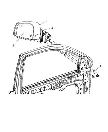 2011 Dodge Durango Mirror-Outside Rearview Diagram for 1RC31HWLAI