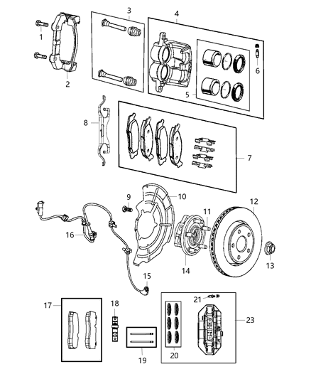 2019 Jeep Grand Cherokee Front Disc Brake Pad Kit Diagram for 68399095AB