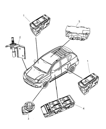 2007 Jeep Compass Switches - Body Diagram
