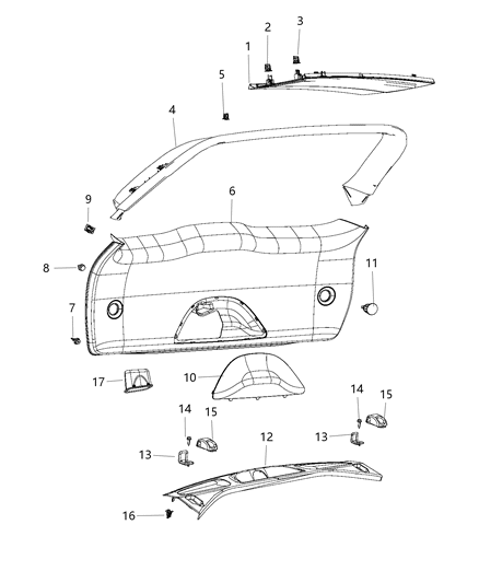 2020 Jeep Grand Cherokee Liftgate Trim Panels And Scuff Plate Diagram