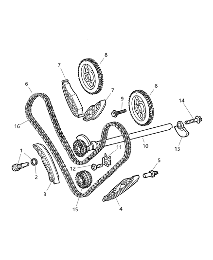 2008 Chrysler Crossfire Guide-Timing Chain Diagram for 5099336AA