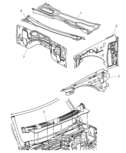 2007 Jeep Commander Panels - Cowl & Dash Diagram