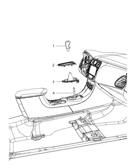 2011 Dodge Avenger Gear Shift Boot, Knob And Bezel Diagram