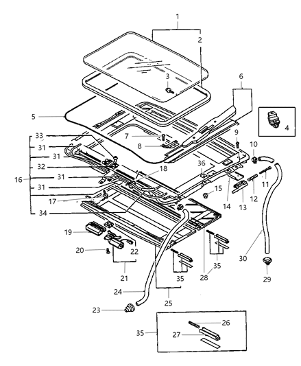 1999 Dodge Avenger Sunroof & Related Parts Diagram