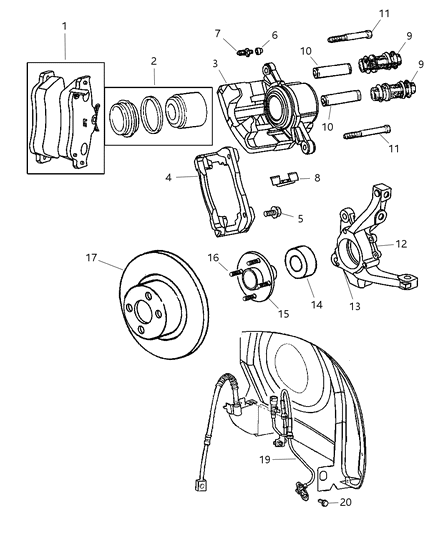 2001 Chrysler PT Cruiser Front Brakes Diagram