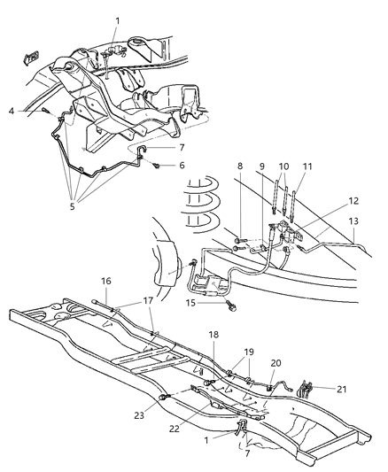 1997 Dodge Ram 3500 Lines & Hoses, Brake, Front And Chassis Diagram