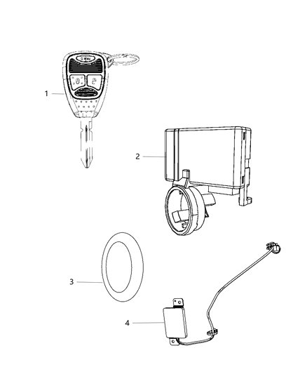 2013 Chrysler 200 Receiver Modules, Keys & Key Fob Diagram