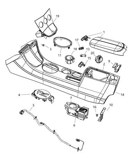 2007 Chrysler Sebring Console-Floor Diagram for 1GM671DBAA