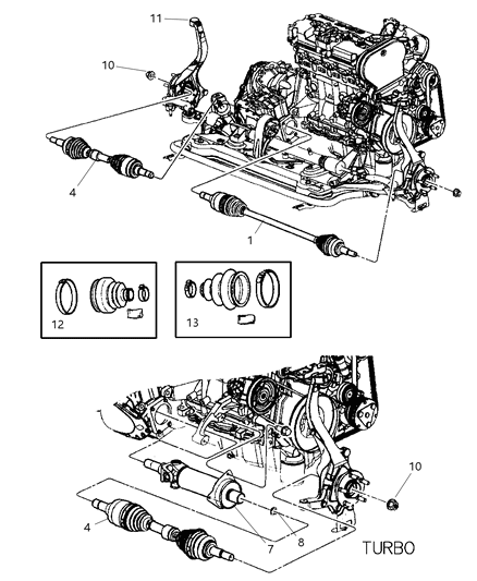 2001 Dodge Stratus Shaft - Front Drive Diagram