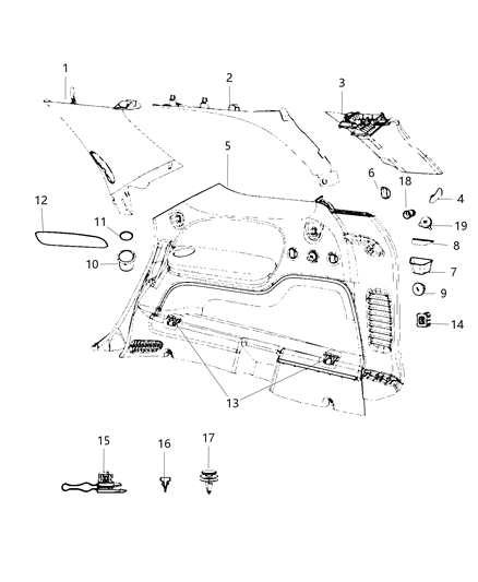 2021 Dodge Durango Panel-Quarter Trim Diagram for 7CC63DX9AA