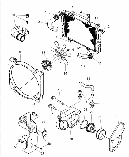 1997 Dodge Ram 2500 Hose-Radiator Diagram for 52028542