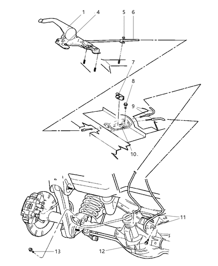 2001 Jeep Grand Cherokee Lever & Cables, Parking Brake Diagram