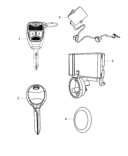 2016 Jeep Wrangler Key-Blank With Transmitter Diagram for 68001702AC