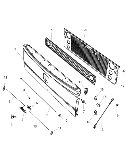 2017 Ram 1500 TAILGATE Diagram for 68245874AC