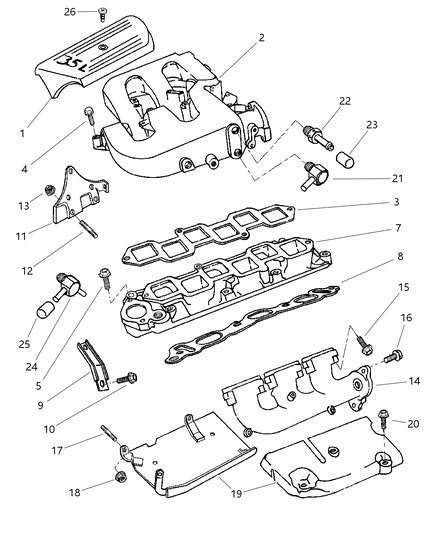 1997 Chrysler LHS Manifolds - Intake & Exhaust Diagram 2