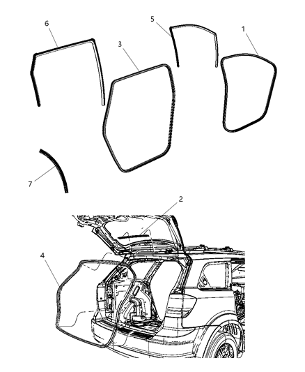 2012 Dodge Journey WEATHERSTRIP-Rear Door Body Mounted Diagram for 5076860AE