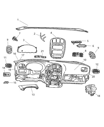 2005 Chrysler Town & Country Bezel-Instrument Panel Diagram for SA35DX9AD