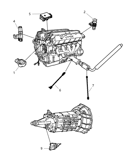 2002 Dodge Viper Sensors - Powertrain Diagram