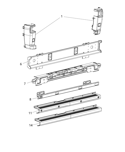 2015 Ram ProMaster 1500 Rear Bumper, Fascia Diagram