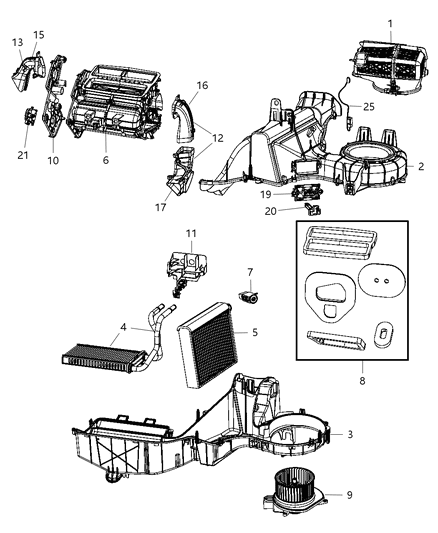 2008 Jeep Liberty A/C & Heater Unit Diagram