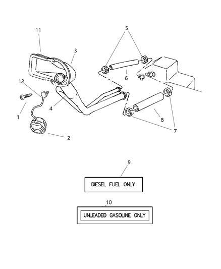 2000 Dodge Ram 2500 Clamp-Fuel Filler Pipe Diagram for 6505321AA