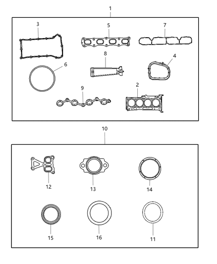 2008 Dodge Avenger Engine Gasket Packages Diagram 1