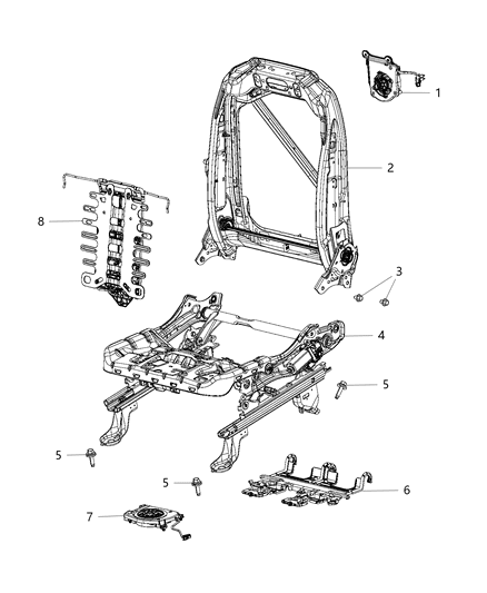 2020 Chrysler Voyager Adjusters, Recliners, Shields And Risers - Passenger Seat Diagram 2