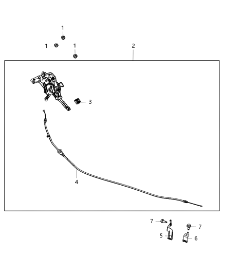 2018 Dodge Grand Caravan Park Brake Lever & Cables, Front Diagram