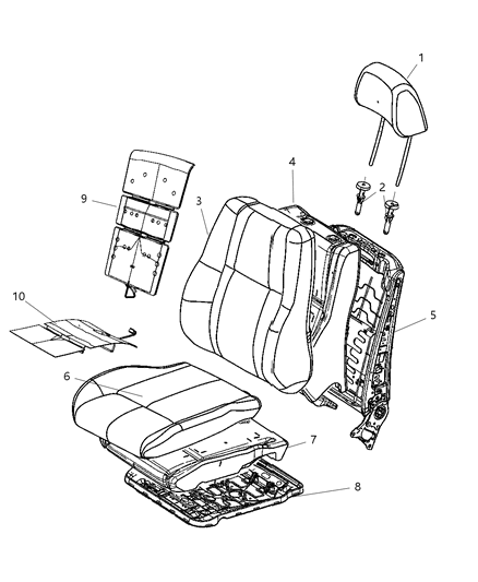 2014 Dodge Durango Front Seat Cushion Cover Diagram for 5YB85GT5AA