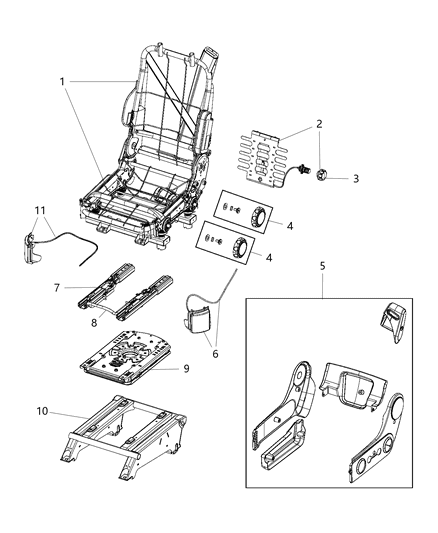 2015 Ram ProMaster 2500 Adjusters, Recliners & Shields, Driver Swivel Seat Diagram