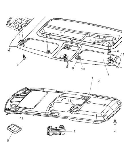 2009 Jeep Commander Headliner Diagram for 1KY781D1AB