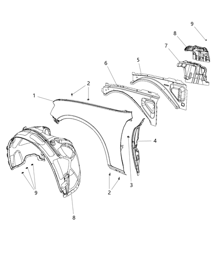 2013 Chrysler 300 Shield-WHEELHOUSE Diagram for 68084288AD