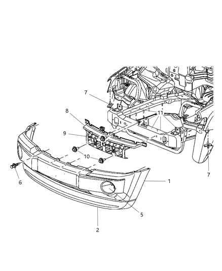 2005 Jeep Grand Cherokee Bumper, Front Diagram