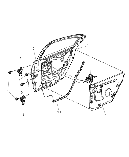 2004 Chrysler 300M Door, Rear Shell & Hinges Diagram