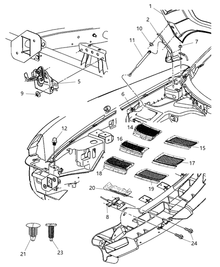 2010 Dodge Viper Hood & Related Parts Diagram