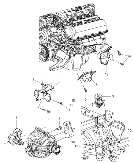 2004 Dodge Durango Engine Mounting, Front Diagram 3