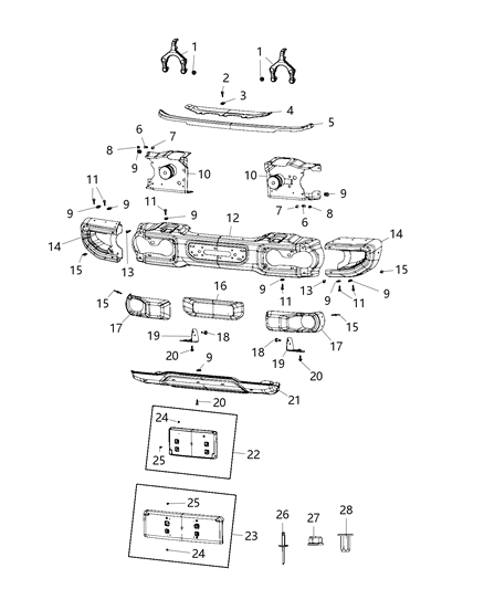 2021 Jeep Wrangler Bracket-Bumper Diagram for 68325051AC