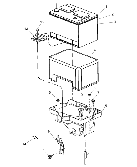 2008 Chrysler Pacifica Battery Tray & Support Diagram