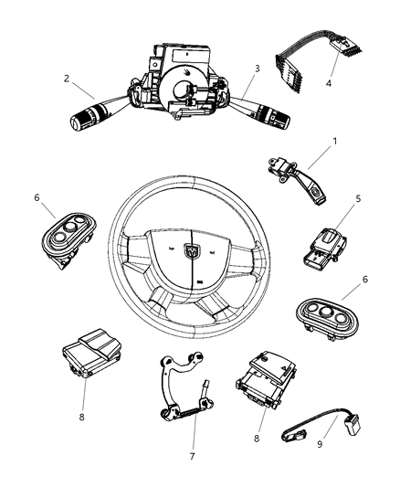 2008 Dodge Nitro Switches - Steering Column & Wheel Diagram