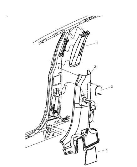 2007 Chrysler PT Cruiser B-Pillar Molding Diagram