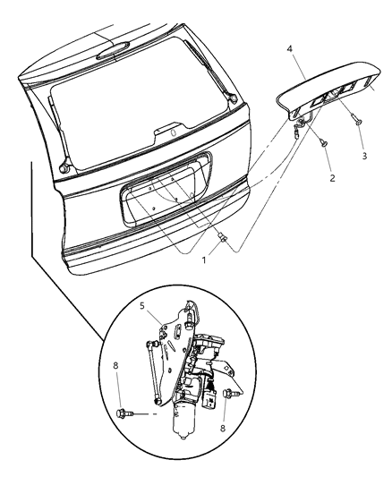 2002 Dodge Grand Caravan Liftgate Panel Attaching Parts Diagram 2