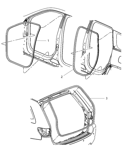 2015 Jeep Grand Cherokee Body Weatherstrips & Seals Diagram