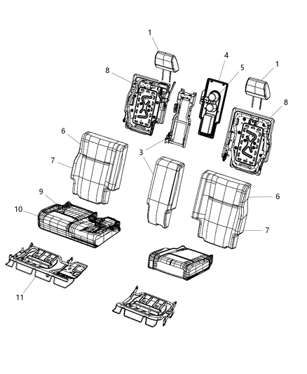 2011 Dodge Journey Rear Seat - Split Seat Diagram 1