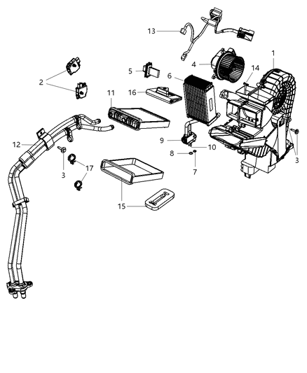 2012 Ram C/V A/C & Heater Unit Rear Diagram