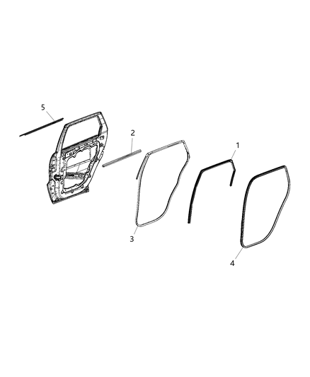 2020 Dodge Durango Weatherstrips - Rear Door Diagram