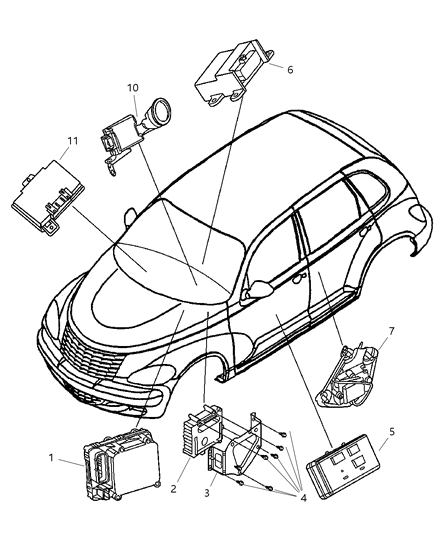 2003 Chrysler PT Cruiser Air Bag Control Module Diagram for 4671776AD